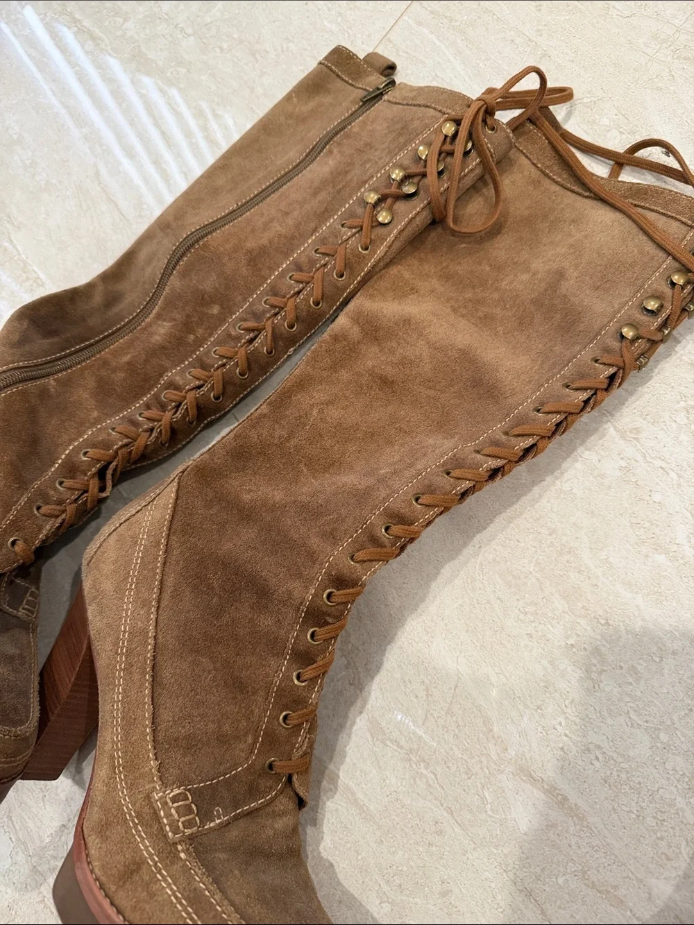 KORS Michael Kors Tall Lace-Up Suede Over-the-Knee Boots in Brown